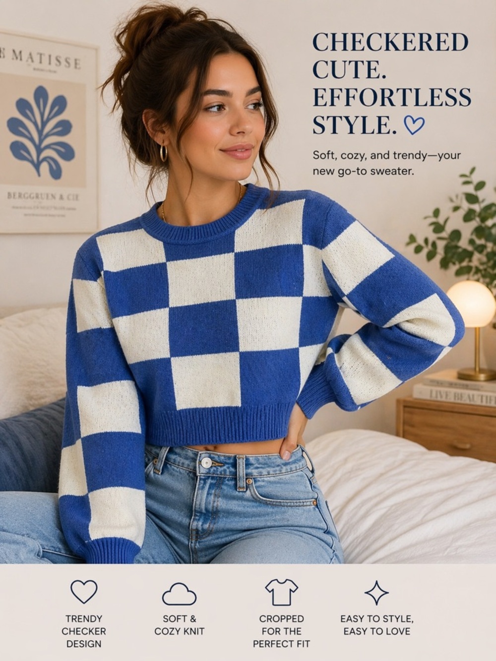 Blue and White Checkered Sweater
Thick sweater